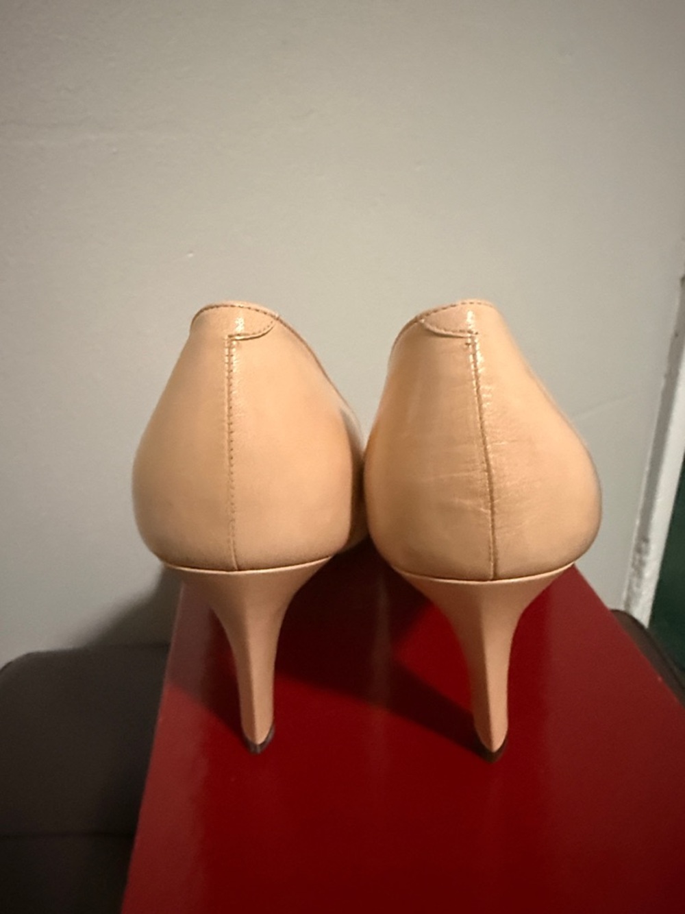 Bally Blush Pink Pointed Toe Pumps with Gold Logo Trim - Picture 5 of 6